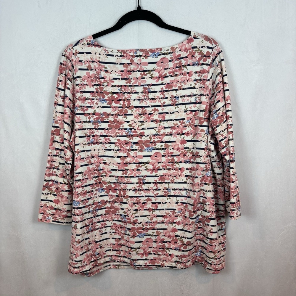 Talbots Womens Pink Floral‎ Cotton 3/4 sleeve stretch blouse sz X casual stretch - Picture 6 of 12